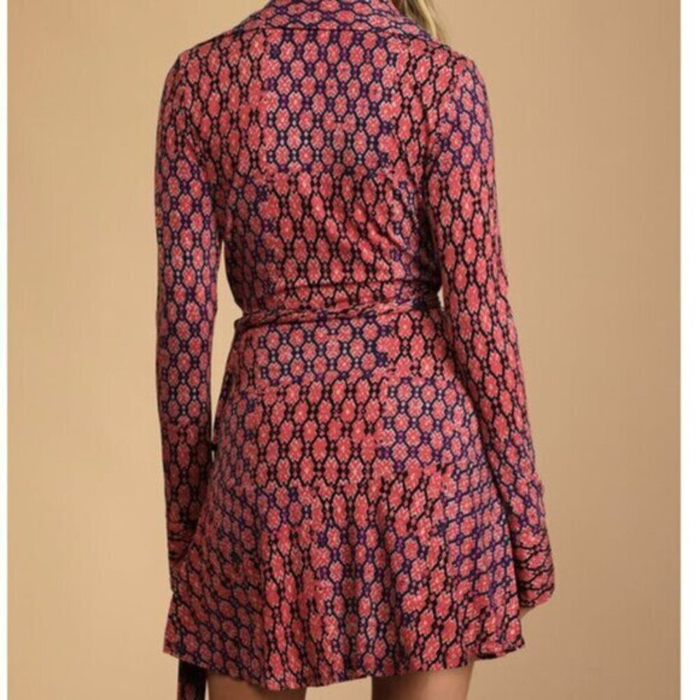 Free People NWOT Rhetta Rusty Rose Multi Print Mini Wrap Dress- Size XS - Picture 3 of 15